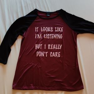 3/4 Sleeve Sarcastic Print Shirt